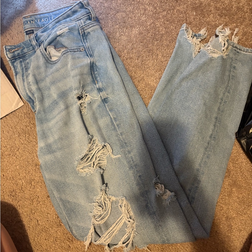 American Eagle Outfitters Blue Skinny Distressed Jeans